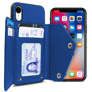 iPhone XR Wallet Case Pocket Pouch Credit Card Holder Fabric-Backed Phone Cover - Pocket Pouch Series