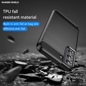 Samsung Galaxy S22 Plus Slim Soft Flexible Carbon Fiber Brush Metal Style TPU Case