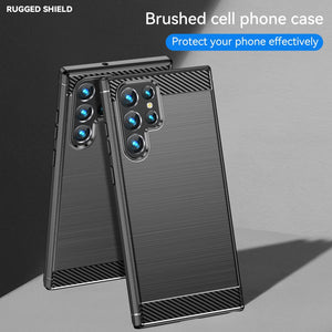 Samsung Galaxy S22 Ultra Slim Soft Flexible Carbon Fiber Brush Metal Style TPU Case