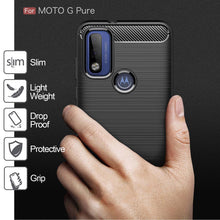 Load image into Gallery viewer, Motorola Moto G Pure Slim Soft Flexible Carbon Fiber Brush Metal Style TPU Case
