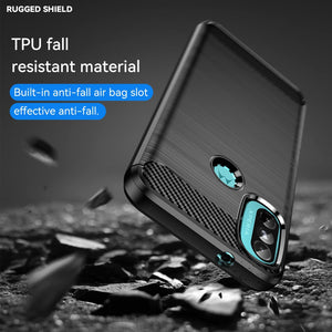 Motorola Moto E20 Slim Soft Flexible Carbon Fiber Brush Metal Style TPU Case