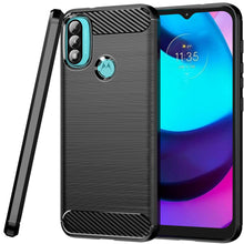 Load image into Gallery viewer, Motorola Moto E20 Slim Soft Flexible Carbon Fiber Brush Metal Style TPU Case
