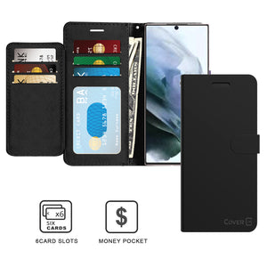 Samsung Galaxy S22 Ultra Wallet Case - RFID Blocking Leather Folio Phone Pouch - CarryALL Series