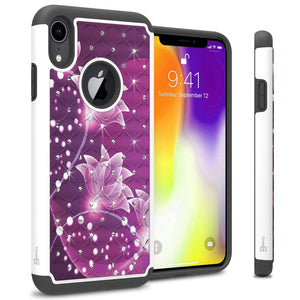 iPhone XR Case - Rhinestone Bling Hybrid Phone Cover - Aurora Series