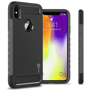 iPhone XS Max Case - Hybrid Phone Cover with Carbon Fiber Accents - Arc Series