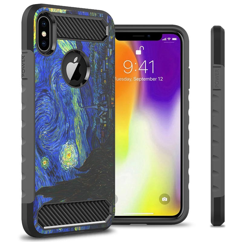 iPhone XS Max Case - Hybrid Phone Cover with Carbon Fiber Accents - Arc Series