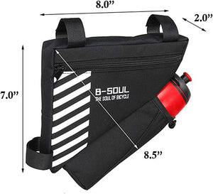 Bike Bag with Water Bottle Holder, Sport Cycling Frame Storage Bag Bicycle Pouch Triangle Saddle Strap-On Cup Handlebar Accessories Pack for Road Mountain
