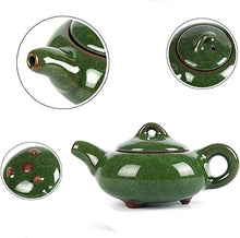 Load image into Gallery viewer, CoreLife Chinese Tea Set, Kung Fu Porcelain Handmade Ceramic Tea Set 6 Cups with Teapot - Dark Green
