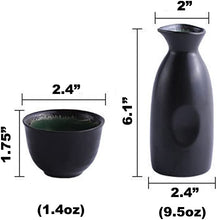Load image into Gallery viewer, CoreLife Sake Set, Traditional 5 pcs Porcelain Ceramic Japanese Sake Sets with Sake Serving Bottle and 4 Sake Cups - Turquoise Black
