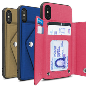 iPhone XS / iPhone X Wallet Case Pocket Pouch Credit Card Holder Fabric-Backed Phone Cover - Pocket Pouch Series