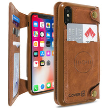 Load image into Gallery viewer, iPhone XS / iPhone X Wallet Phone Case, Vegan Leather Phone Cover with Detachable Credit Card Holder, Car Mount Compatible - Scout Series
