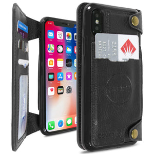iPhone XS / iPhone X Wallet Phone Case, Vegan Leather Phone Cover with Detachable Credit Card Holder, Car Mount Compatible - Scout Series