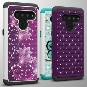 LG V50 ThinQ Case - Rhinestone Bling Hybrid Phone Cover - Aurora Series