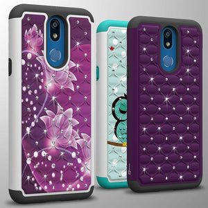 LG K40 / Xpression Plus 2 / Harmony 3 / Solo LTE Case - Rhinestone Bling Hybrid Phone Cover - Aurora Series