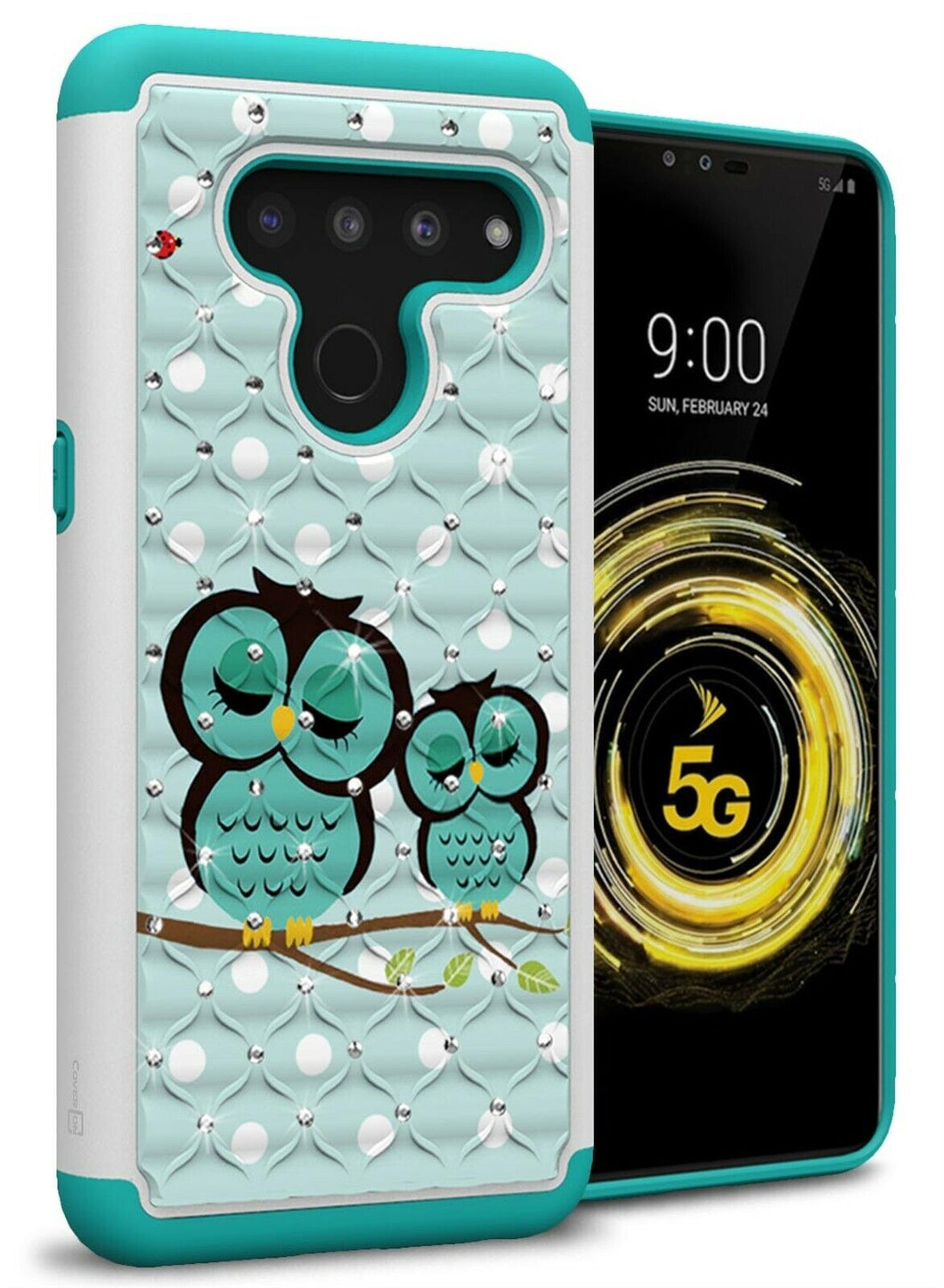 LG V50 ThinQ Case - Rhinestone Bling Hybrid Phone Cover - Aurora Series