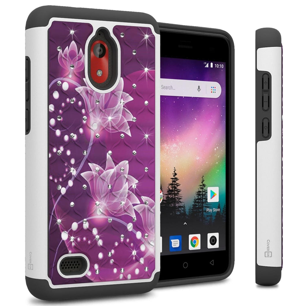 Coolpad Illumina Case - Rhinestone Bling Hybrid Phone Cover - Aurora Series