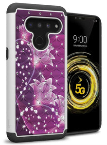 LG V50 ThinQ Case - Rhinestone Bling Hybrid Phone Cover - Aurora Series